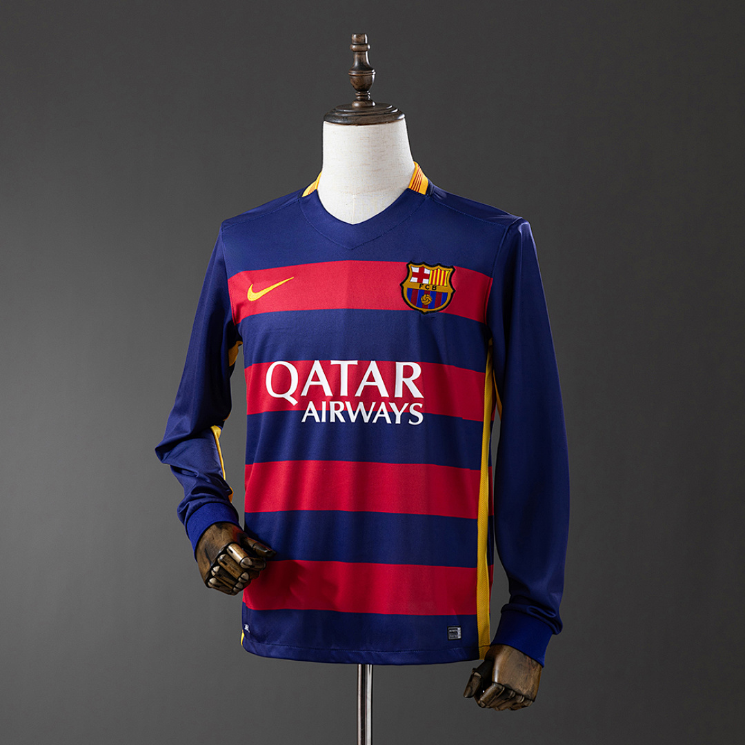 Barcelona 2015/16 Home Long Sleeve Retro Jersey S-XXL