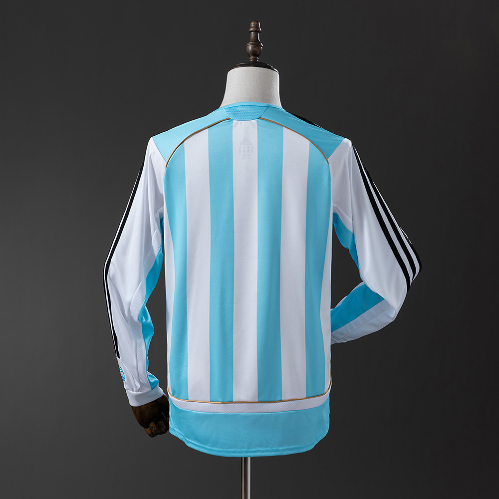 Argentina 2006 Home Long Sleeve Retro Jersey S-XXL - Image 7