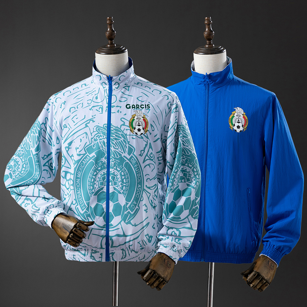 Mexico Reversible Jacket Windbreaker - White & Blue S-XXL