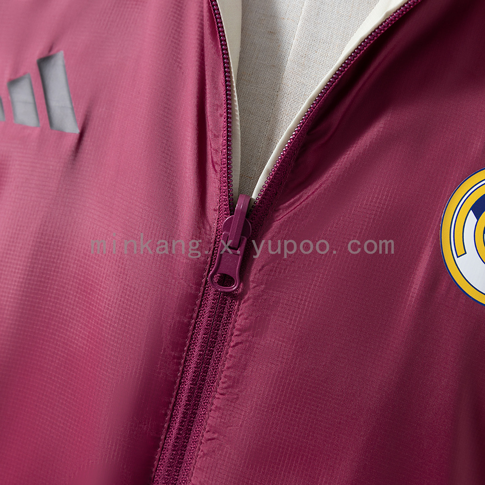 Real Madrid Reversible Jacket Windbreaker - Beige & Red S-XXL - Image 7