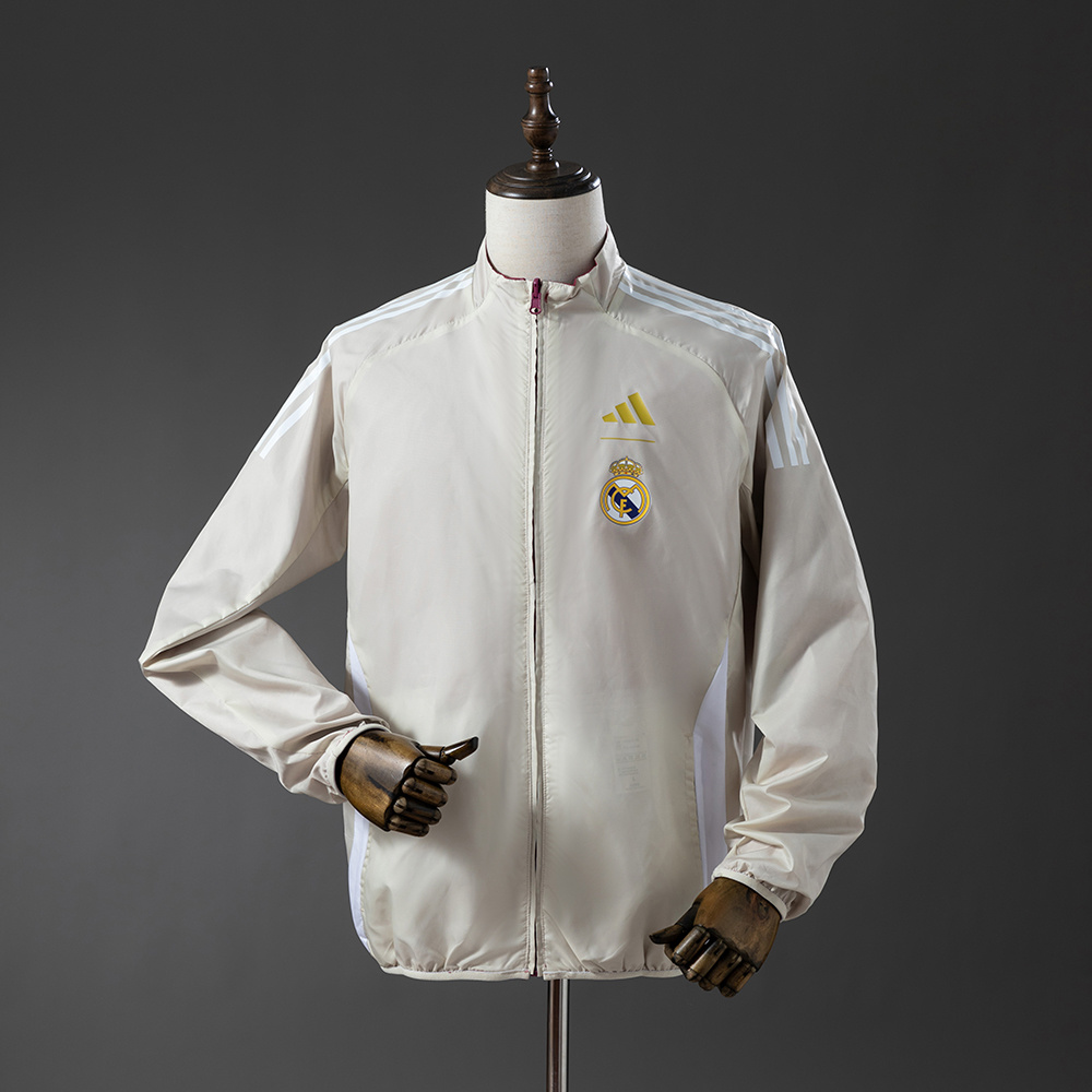 Real Madrid Reversible Jacket Windbreaker - Beige & Red S-XXL - Image 2