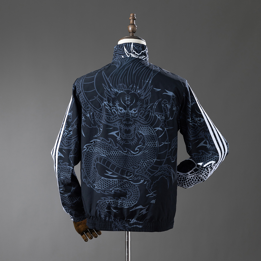 Real Madrid Reversible Jacket Windbreaker - Black&Black Dragon S-XXL - Image 11