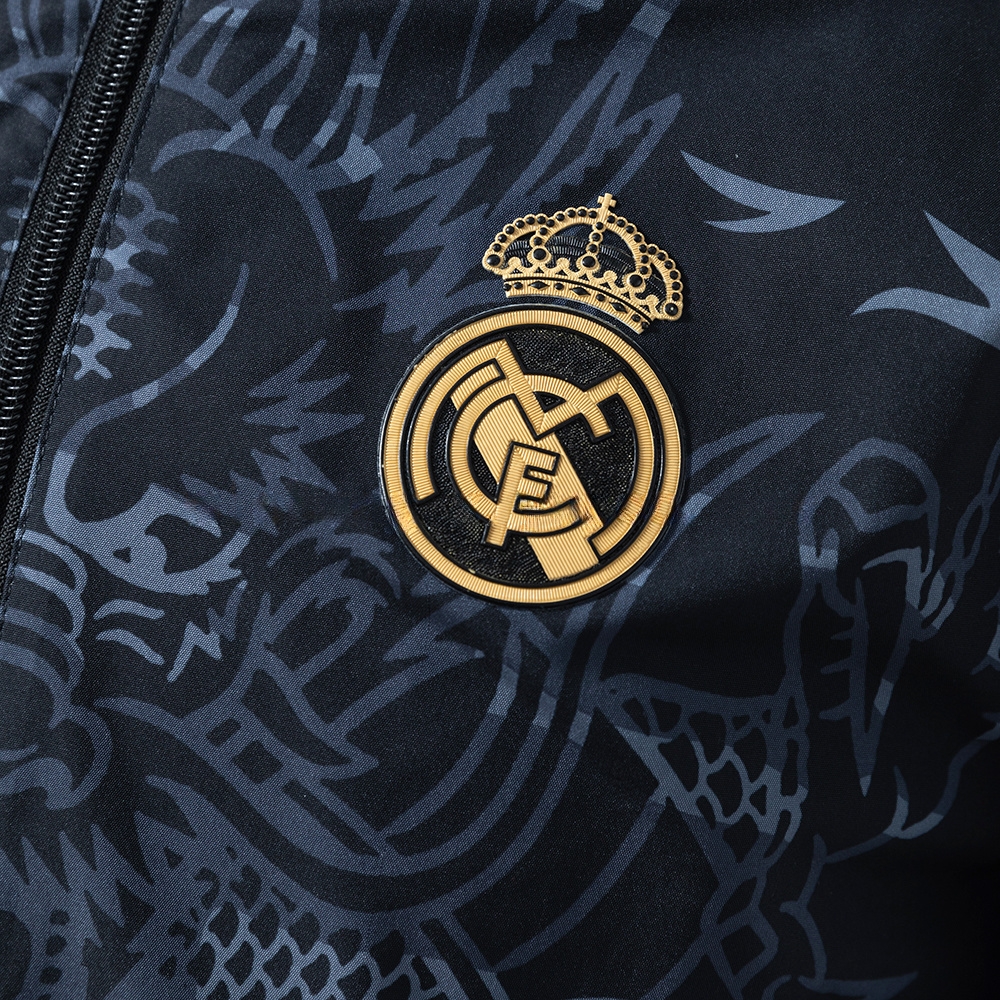 Real Madrid Reversible Jacket Windbreaker - Black&Black Dragon S-XXL - Image 9