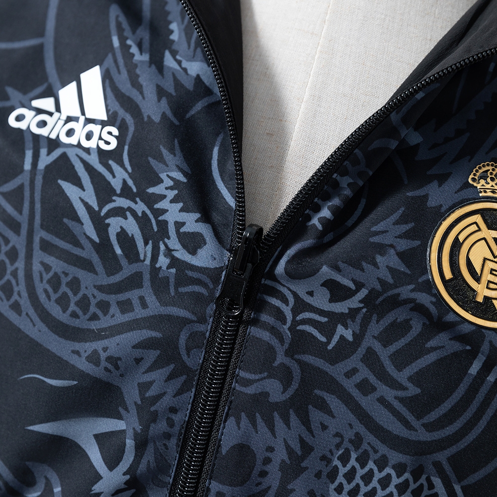 Real Madrid Reversible Jacket Windbreaker - Black&Black Dragon S-XXL - Image 7