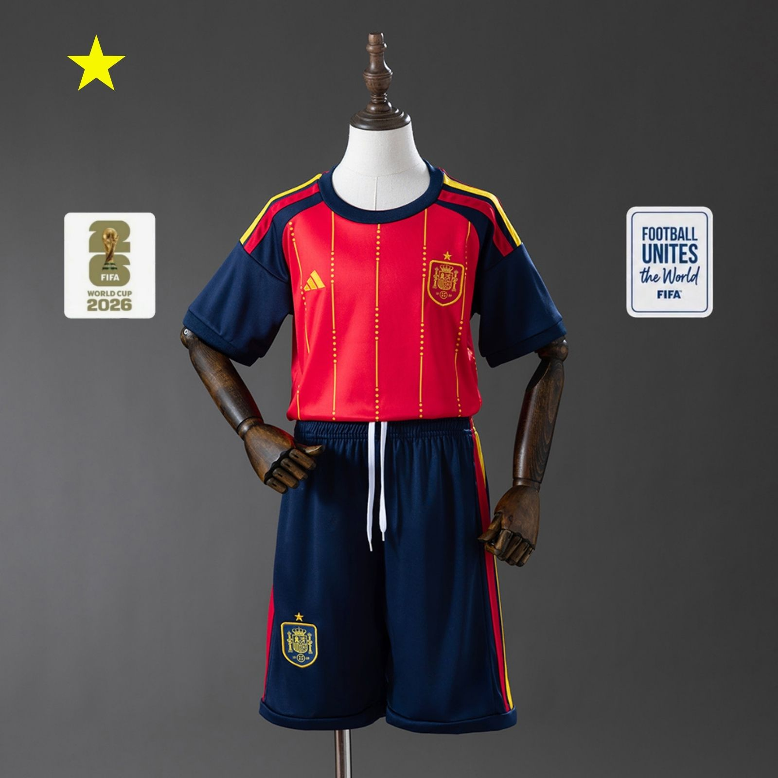 Spain 2026 Home Kids Kit Jersey Size 16-28 - Image 2