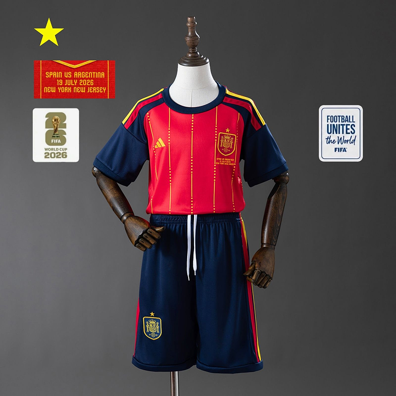 Spain 2026 Home Kids Kit Jersey Size 16-28