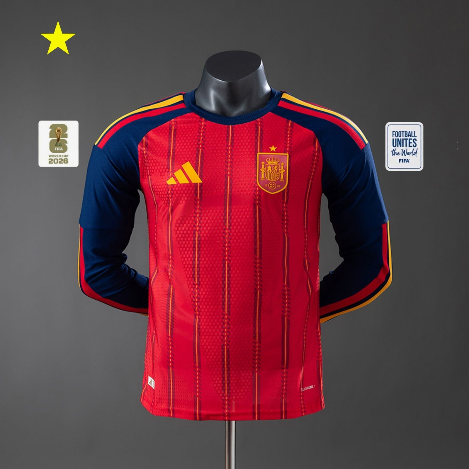 Spain 2026 Home Long-Sleeve Player Version Jerseys S-4XL - Image 2