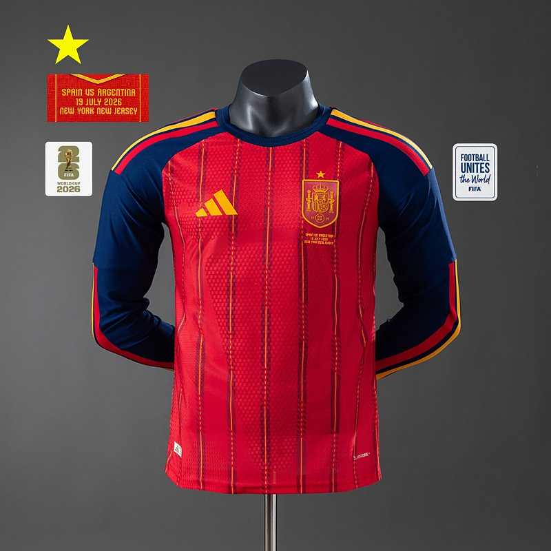 Spain 2026 Home Long-Sleeve Player Version Jerseys S-4XL