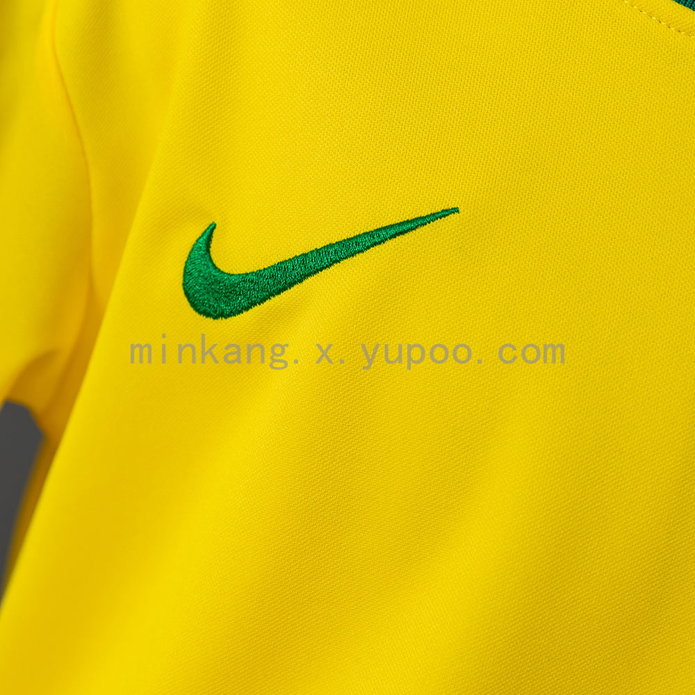 Brazil 1998 Home Retro Long Sleeve Kids Kit Jersey Size 16-28 - Image 6